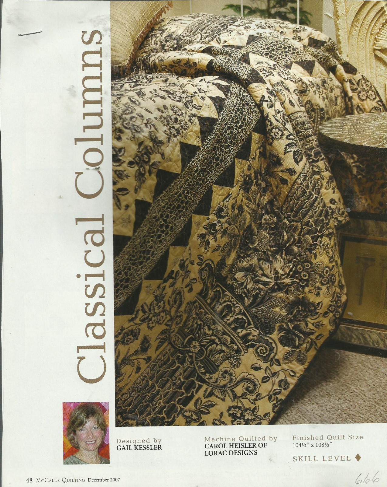 E0406   CLASSICAL COLUMNS QUILT PATTERN/INSTRUCTIONS
