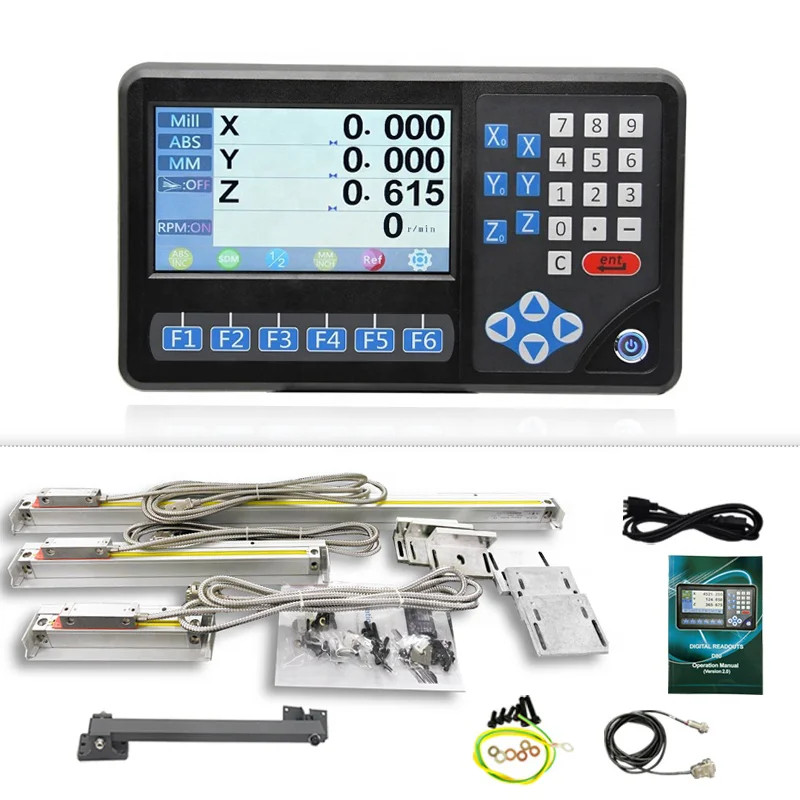 3 Axis DRO Meter RPM  Linear  Scale 12x16x36inch 9x49 Bridgeport Mill 5um