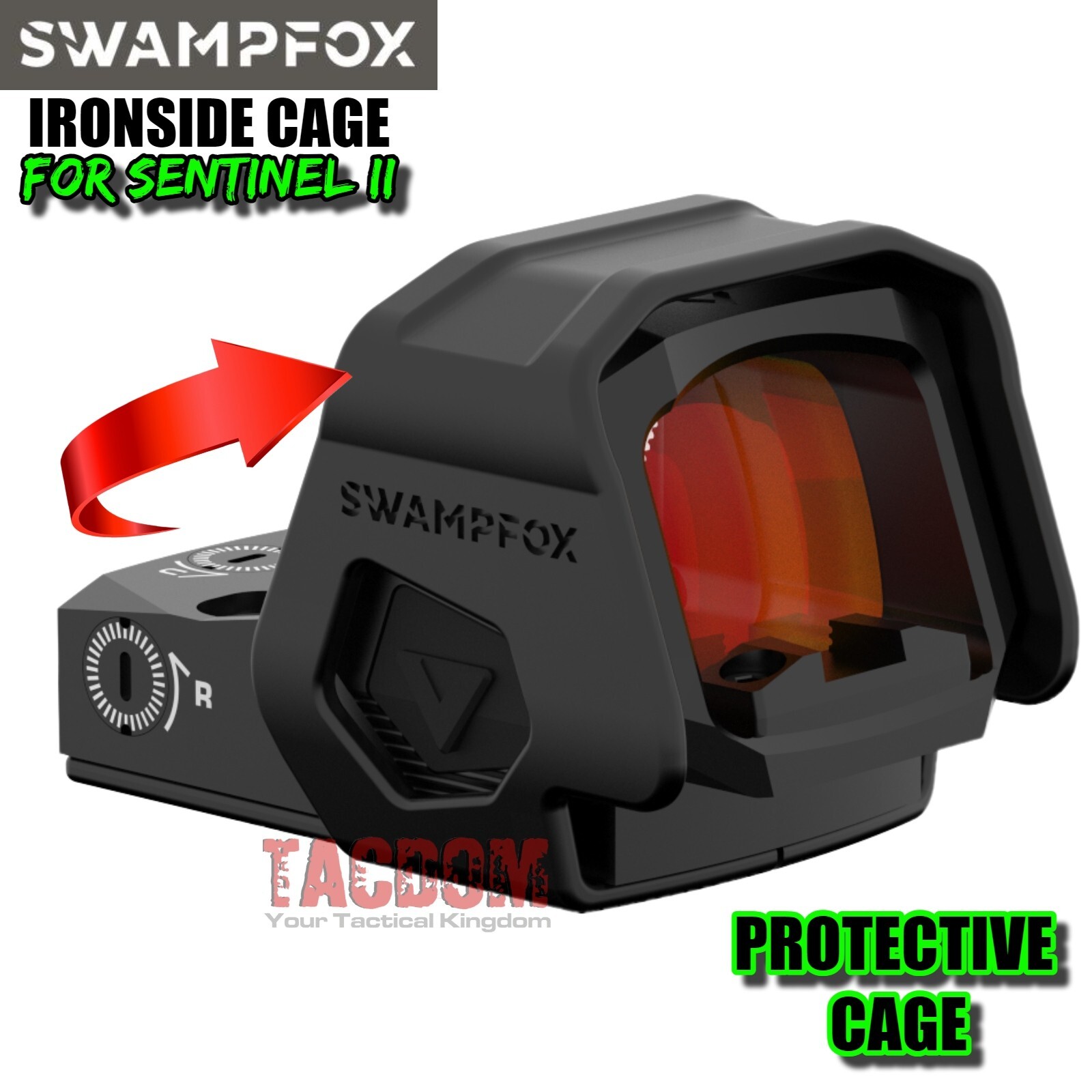 SwampFox IRONSIDE PROTECTION CAGE COVER FOR SENTINEL II 2 BLACK STAINLESS STEEL