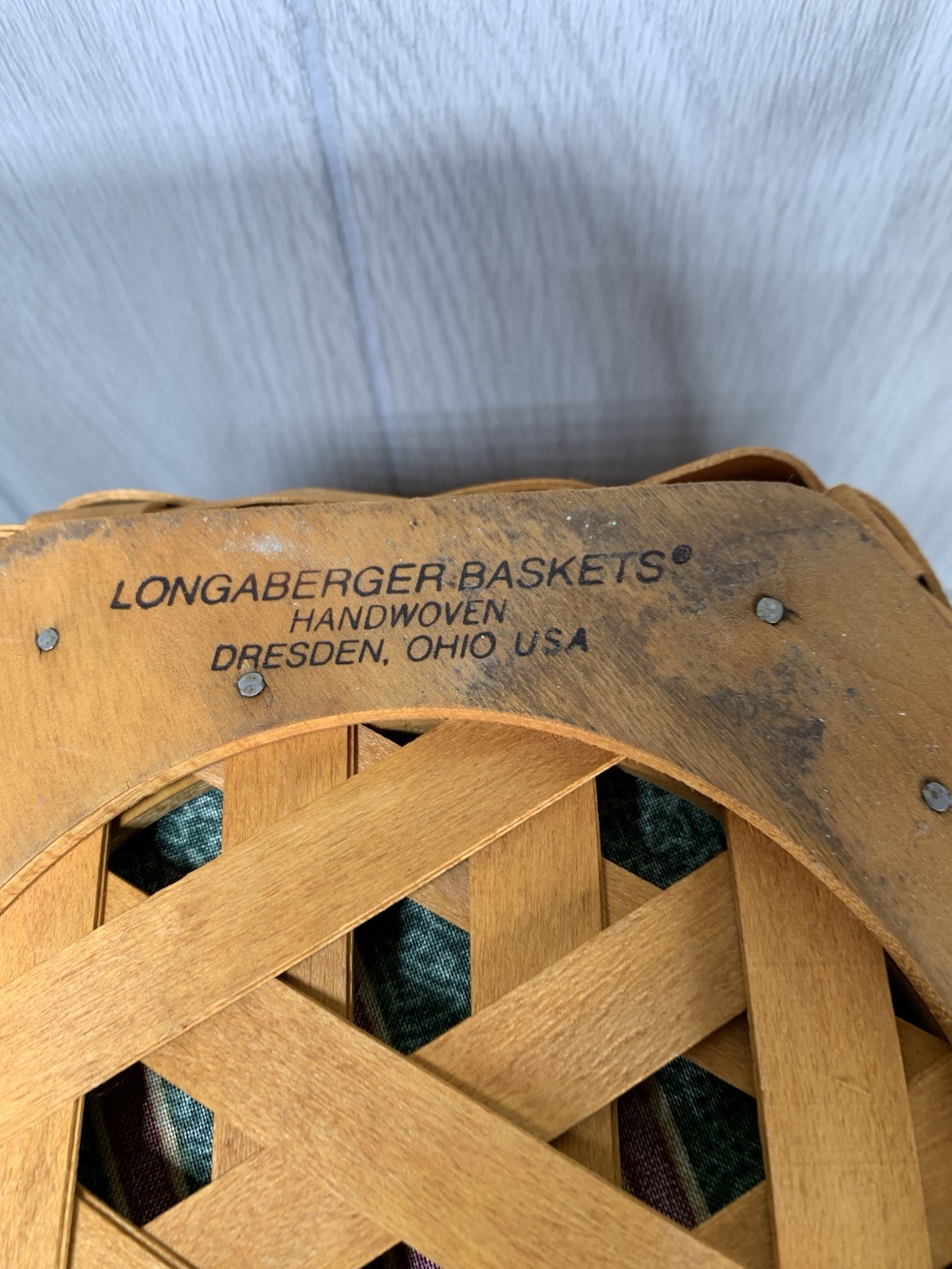Longaberger Snowflake Christmas Basket 1997 Imperial Stripe Liner Protector