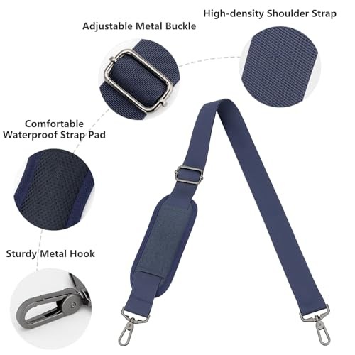 RAINYEAR 59 Inch Shoulder Strap for Bag, Adjustable Soft Padded Navy Blue