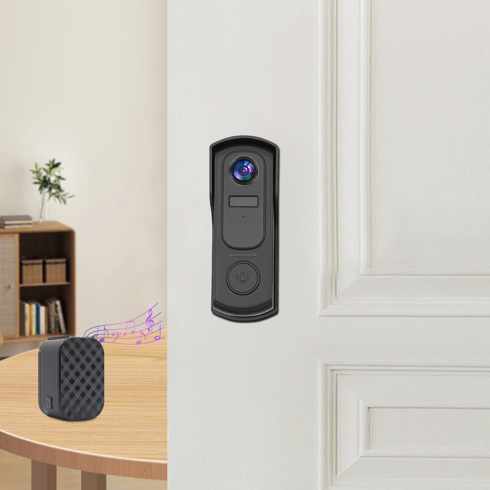 Modern Smart Doorbell, Doorbell with Camera, 2KFHD WiFi Doorbell Black US US