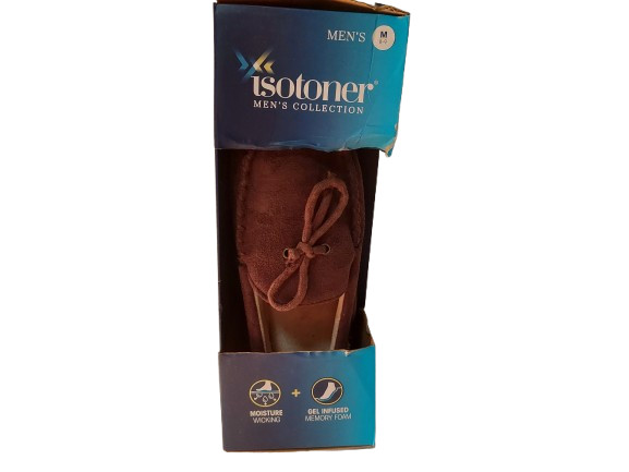 Mens Isotoner Memory Foam Slippers Moisture Wicking Gel Infused Size M 8-9 New