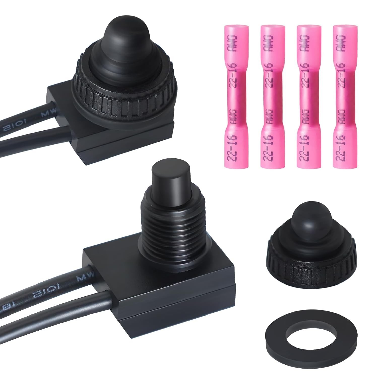 Heavy-Duty 12V Push Button Switch with Rating - 2 Pack for Complete Project
