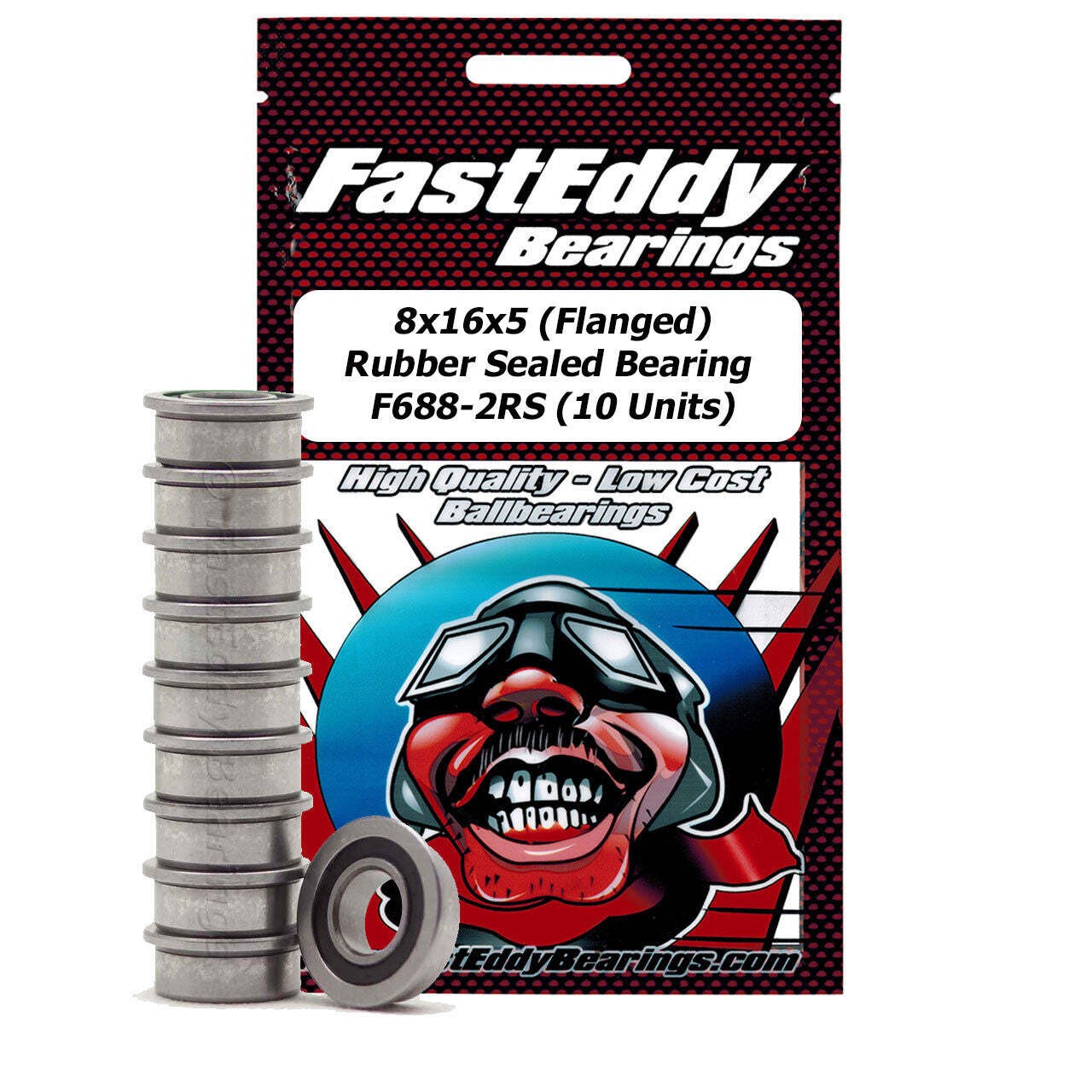 8x16x5 Flanged Rubber Sealed Bearing F688-2RS 10 Units
