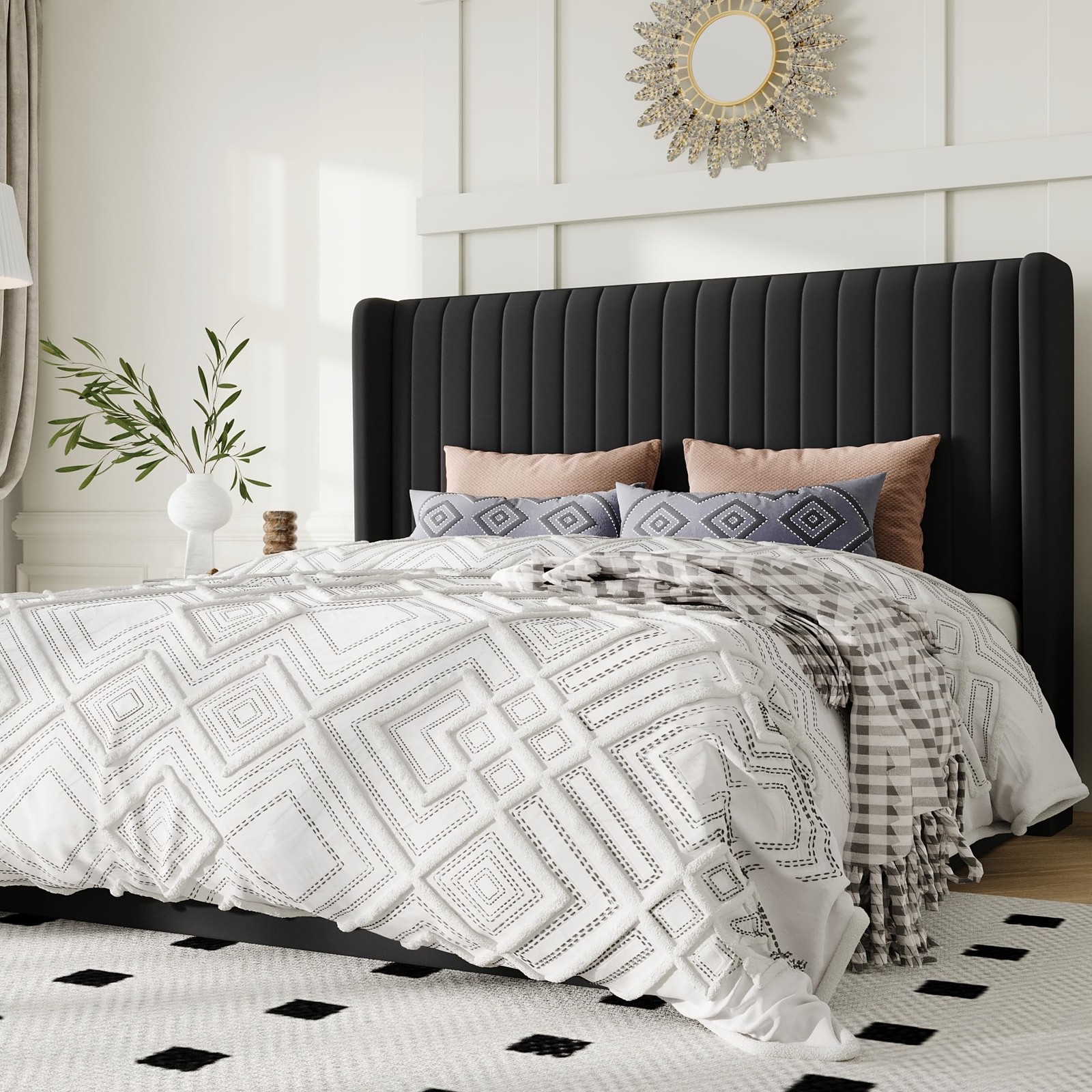Queen Size Lift Up Storage Bed Frame, Hydraulic Support System, Upholstered P...
