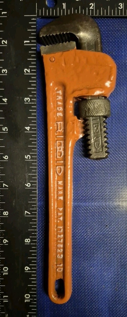 Antique Ridgid 10 Inch Pipe Wrench With New Paint