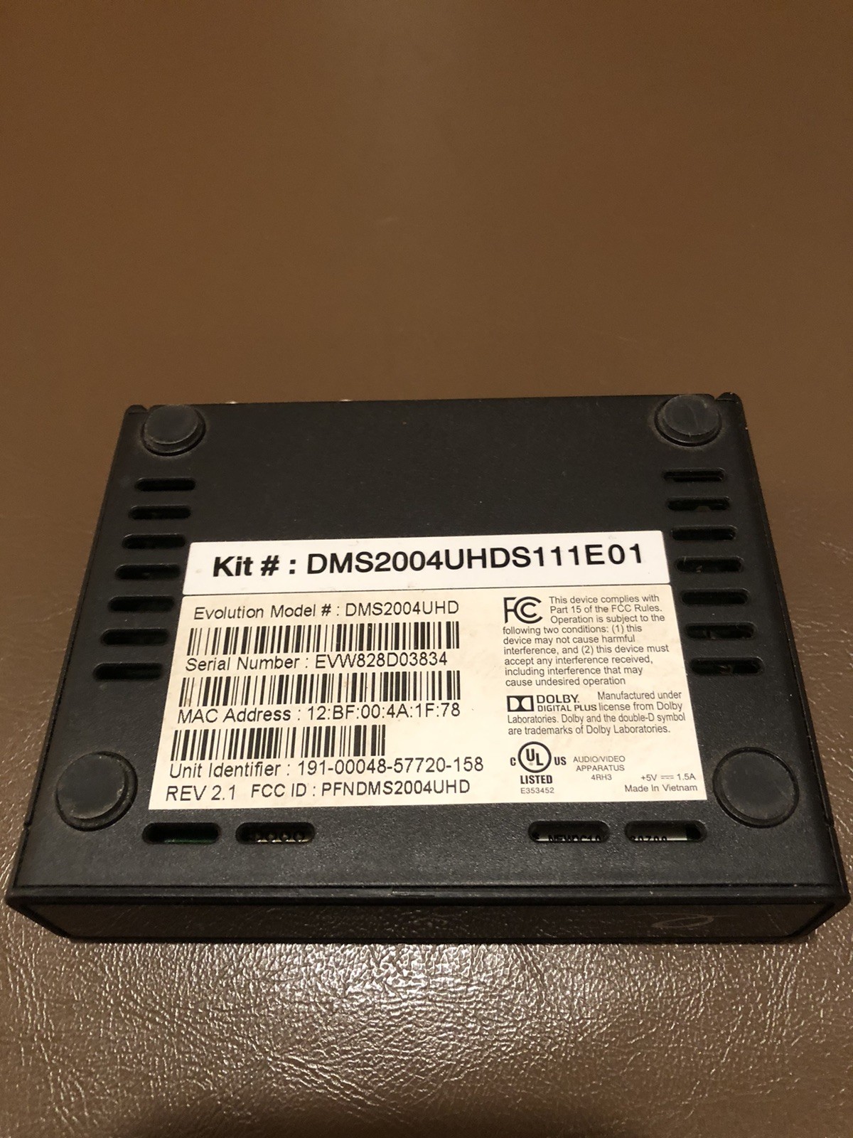Evolution Digital DMS2004UHD Universal DTA HD/SD Set Top Box w/ Remote & Cables