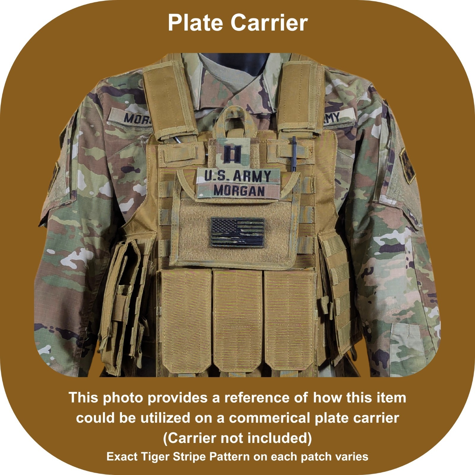 American Flag Patch - Vietnam Tiger Stripe Camo Background - Hook Fastener Patch