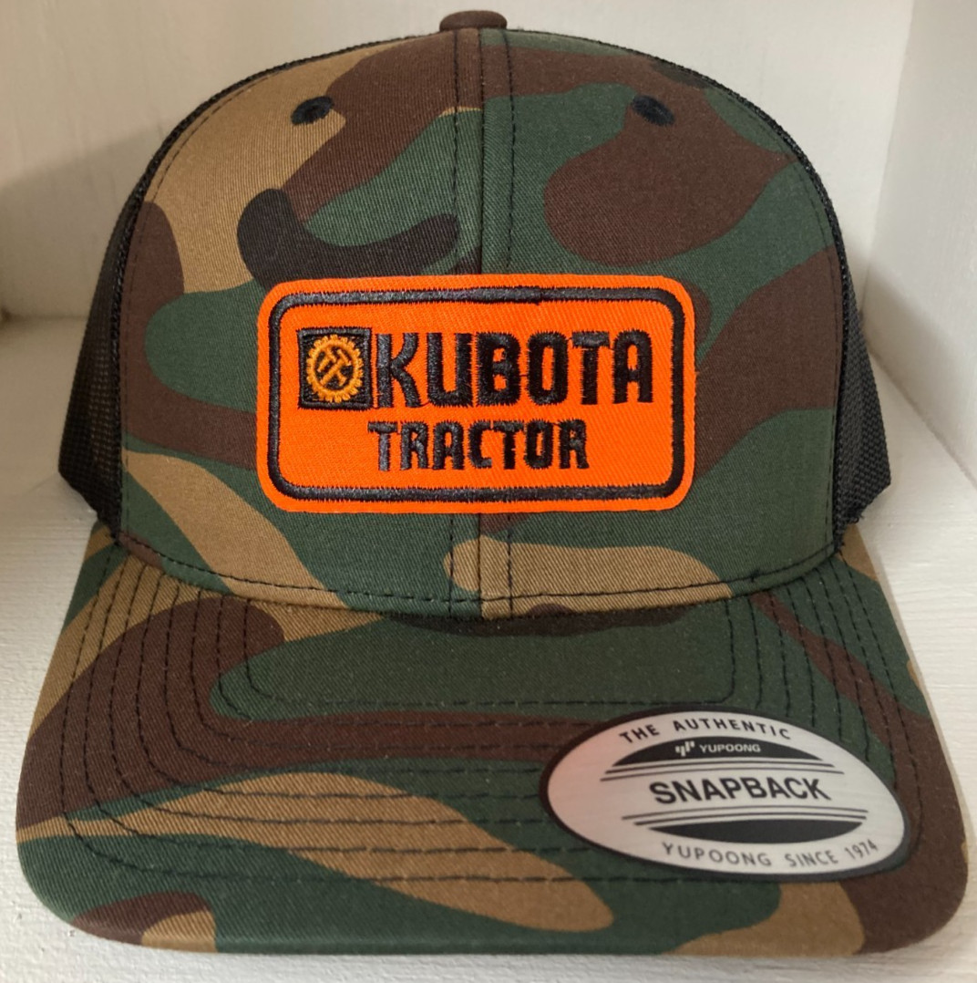 KUBOTA Tractor Camo SNAPBACK TRUCKER Hat Cap Retro Classic New!