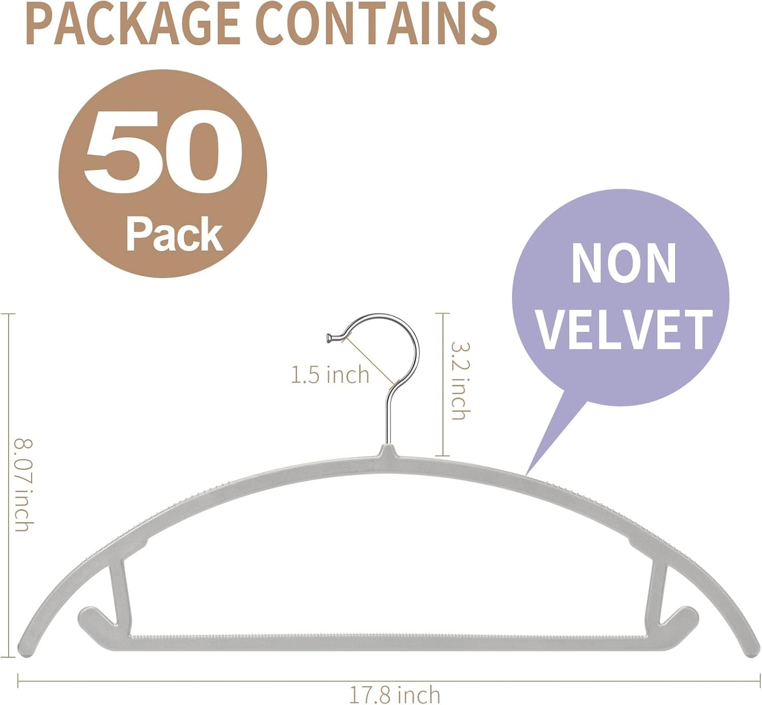 Plastic Hangers 50 Pack No Shoulder Bump Suit Hangers Non Slip Space aving Cloth
