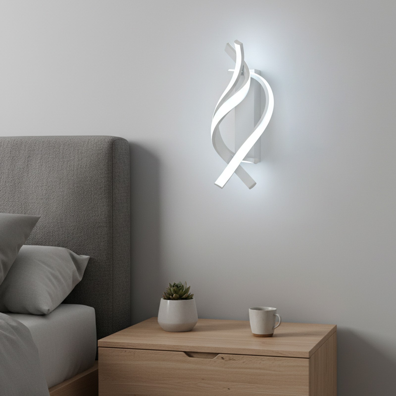 White Wall Mount Light Fixture,22W Spiral LED Light Wall Sconce,Wired Wall Lamp