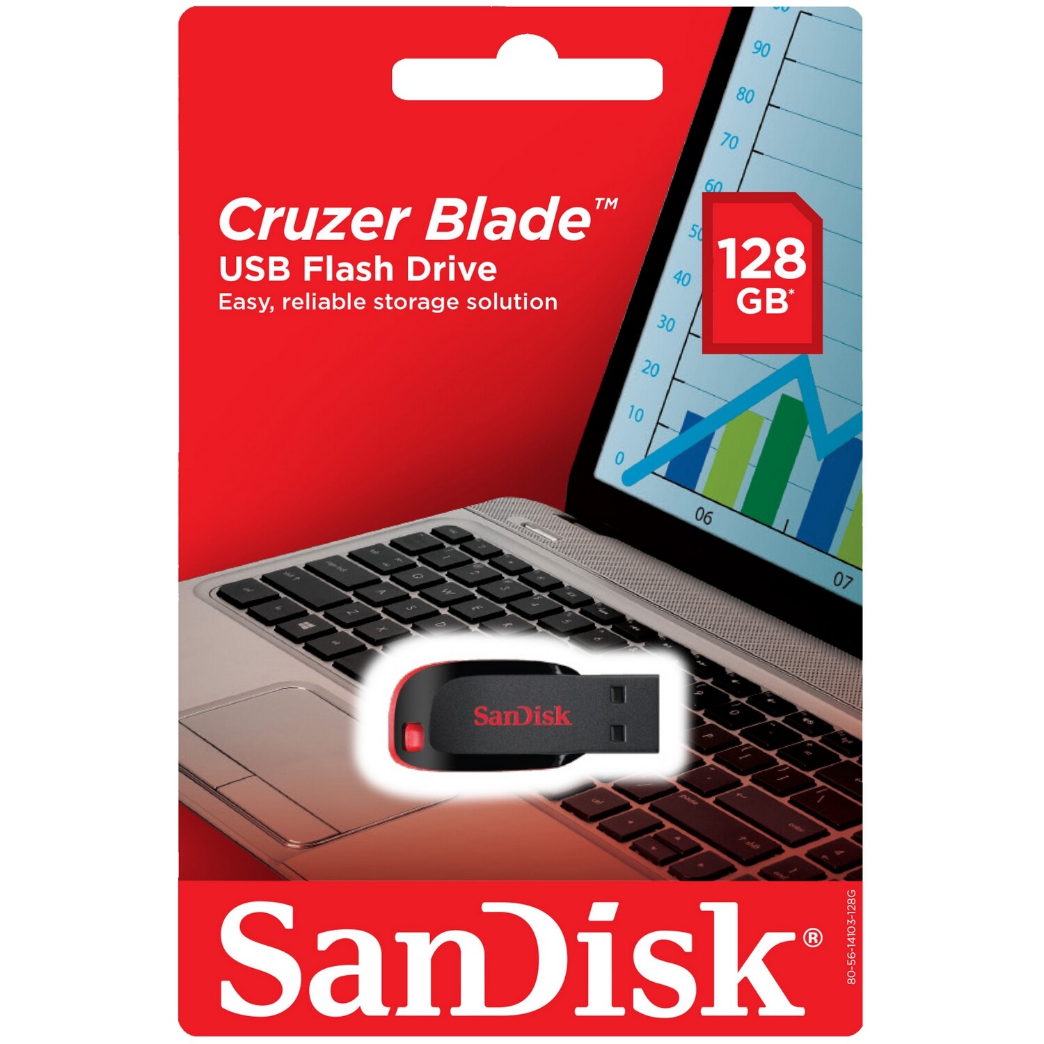 SanDisk 128GB USB 2.0 Flash Drive Cruzer Blade Small Tiny Storage Red Black Mac