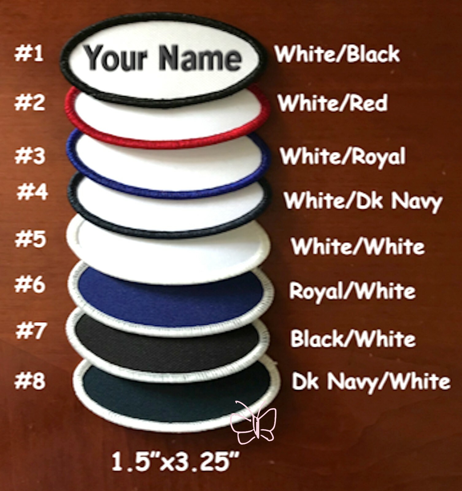 IRON-ON Custom Embroidered Name Patch, Embroidery Name Tag Badge Oval 1.5"x3.25"