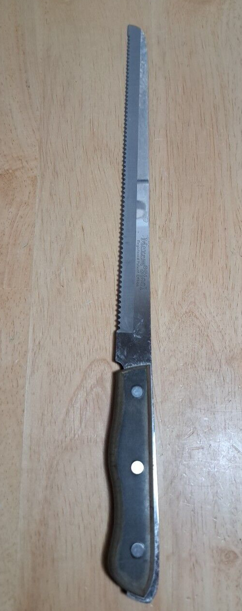 MAXAM STEEL Japan 15½" SERRATED BREAD KNIFE Wood Handle 10½" Blade