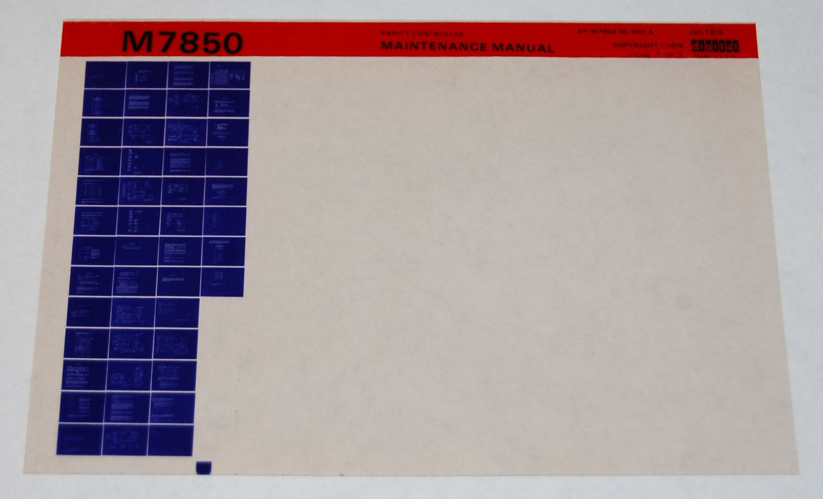 DEC M7850 Parity Controller Maintenance Manual, Microfiche