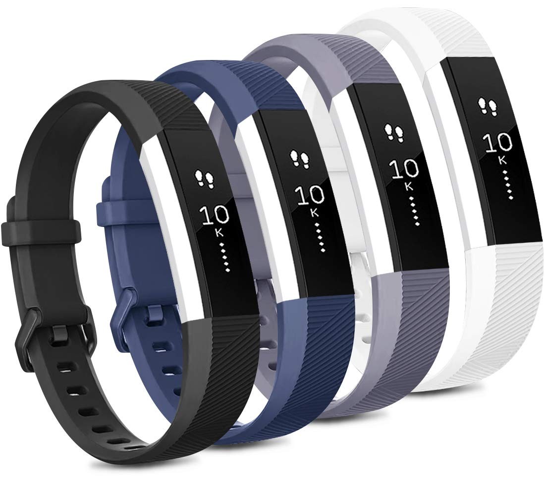 4 Pack Bands with Fitbit Alta/Alta HR Bands, Soft Sport Silicone Wristbands f...
