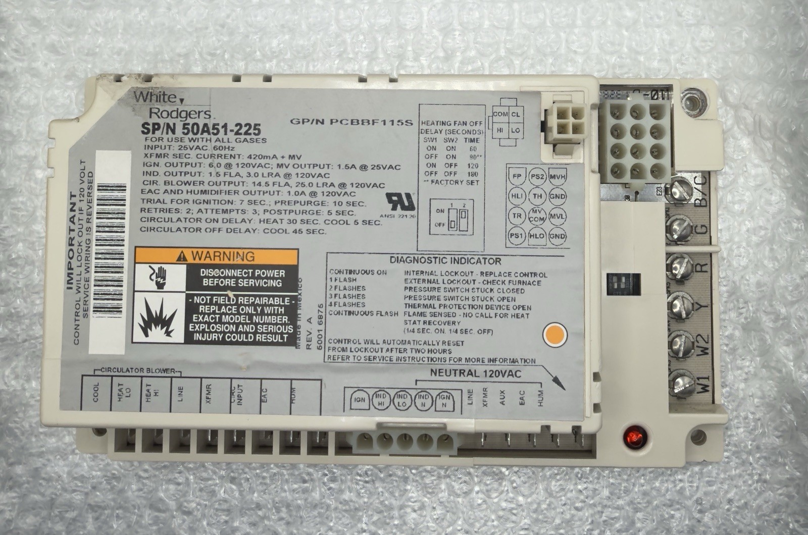 50a51-225 GUARANTEED WORKING TESTED GOOD  Total Furnace Control Board