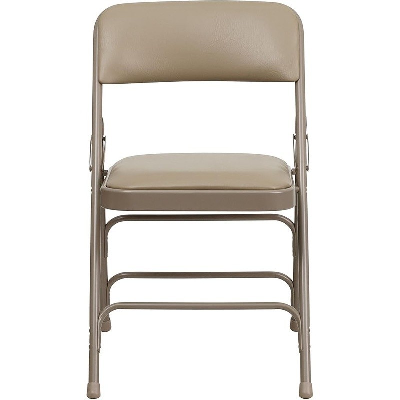 2 Pack Folding Chairs Portable Padded Seat Metal Frame Heavy Duty Comfort Beige