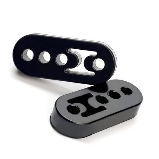 2PCS Exhaust Hangers, Rubber Muffler Hanger with 4 Holes Adjustable Insulator