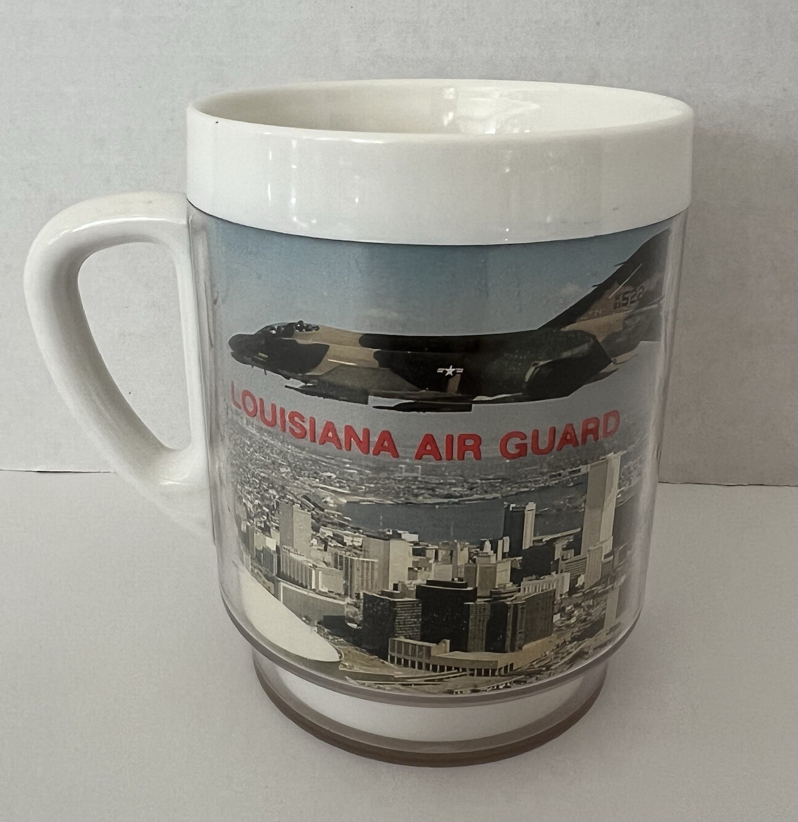 Louisiana Air Guard VTG Coffee Mug Photograph New Orleans Insulated Plastic