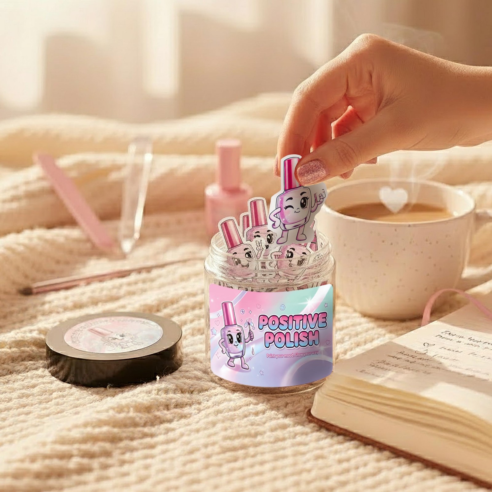 Positive Nail Polish Affirmation Jar, 60 Medium, Jar