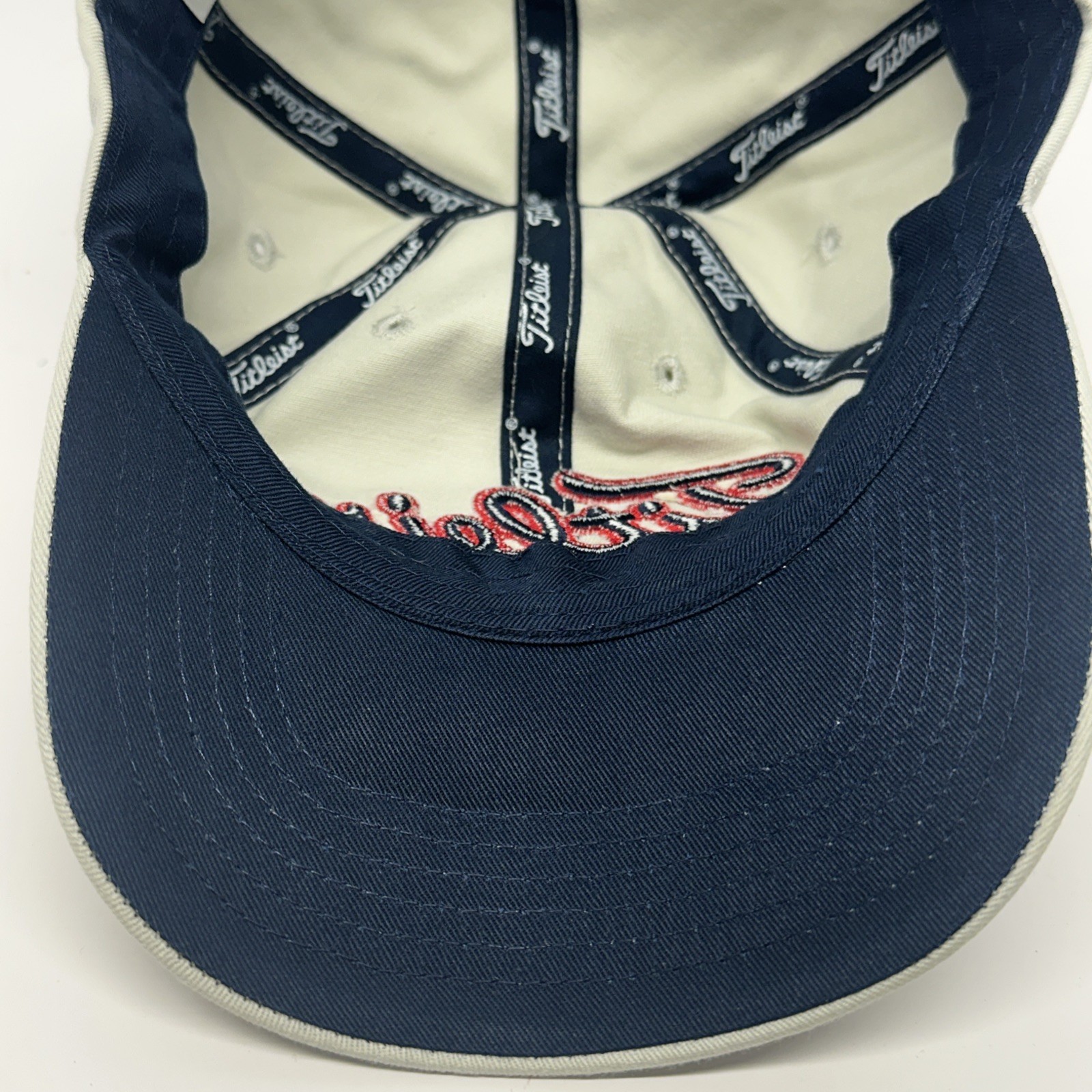 Titleist Golf Strap Back Hat Beige Cap Embroidered #1 Lynch Adjustable