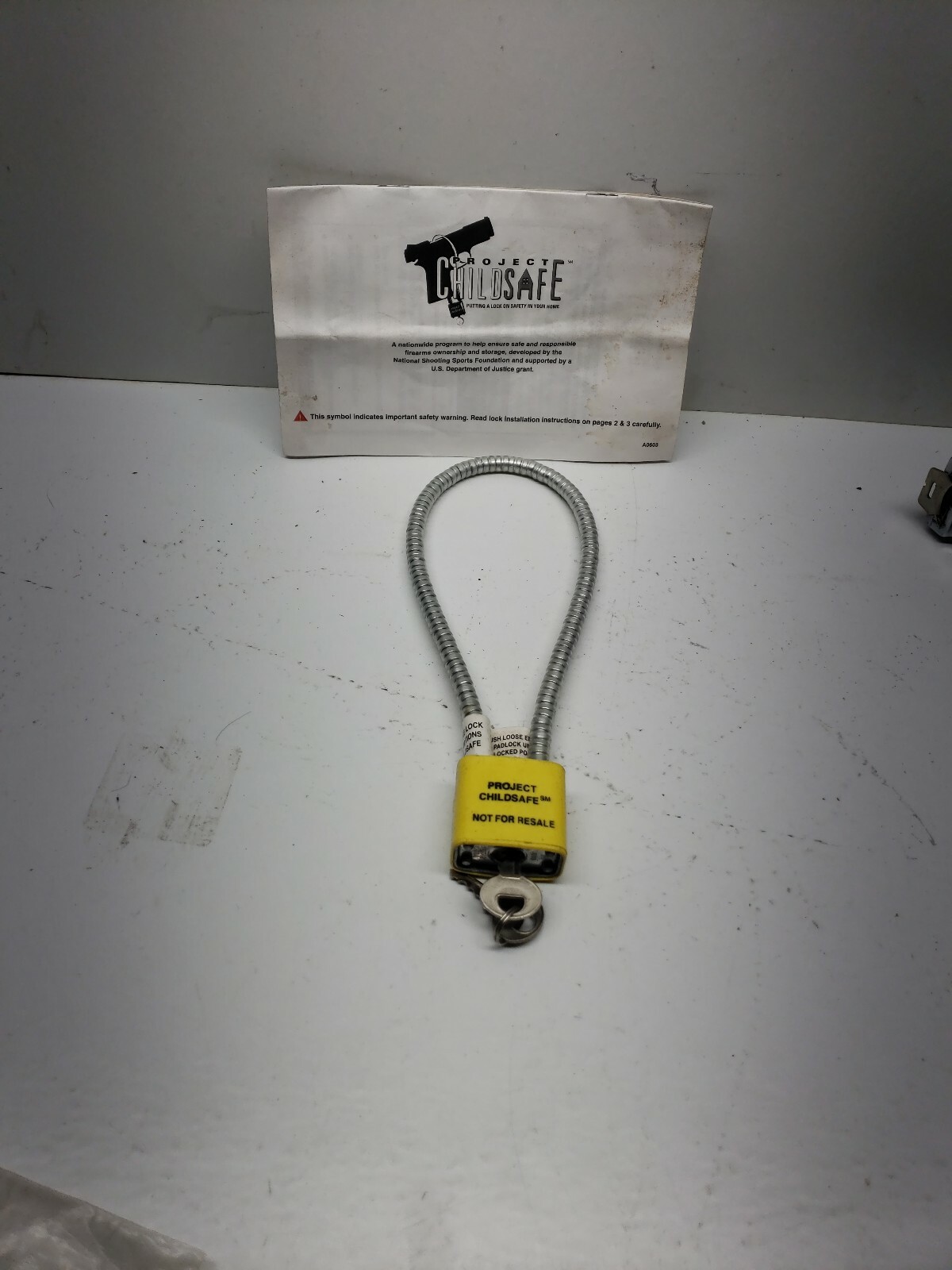 PROJECT CHILDSAFE FIREARM GUN PADLOCK WITH KEY