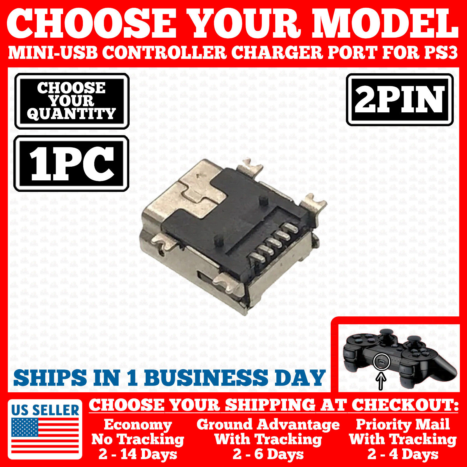 Mini USB Port for PlayStation 3 PS3 Controller Charger Charging Replacement Jack