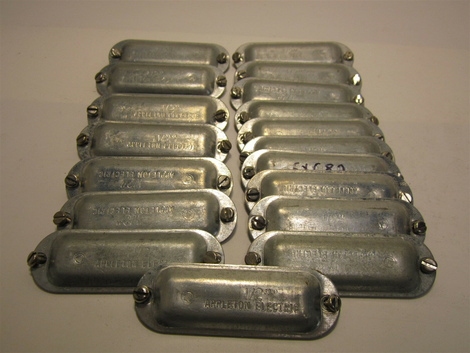 (18) Appleton Electric K50 Industrial Grade Iron Conduit Body Covers 1/2" Hub