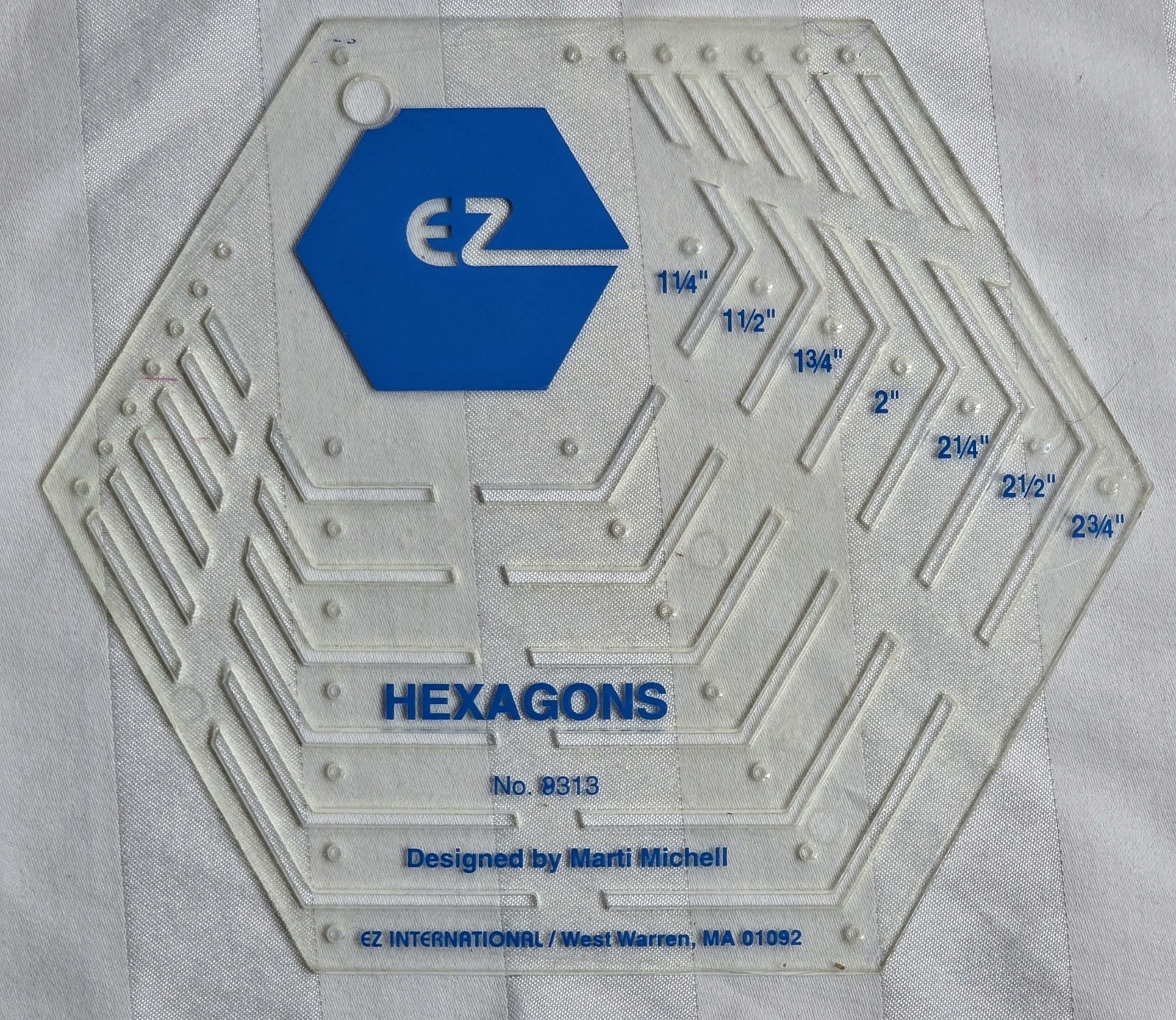 EZ Quilting Hexagon Quilting Template 7 Sizes 9313 by Marti Michell Vintage 1991