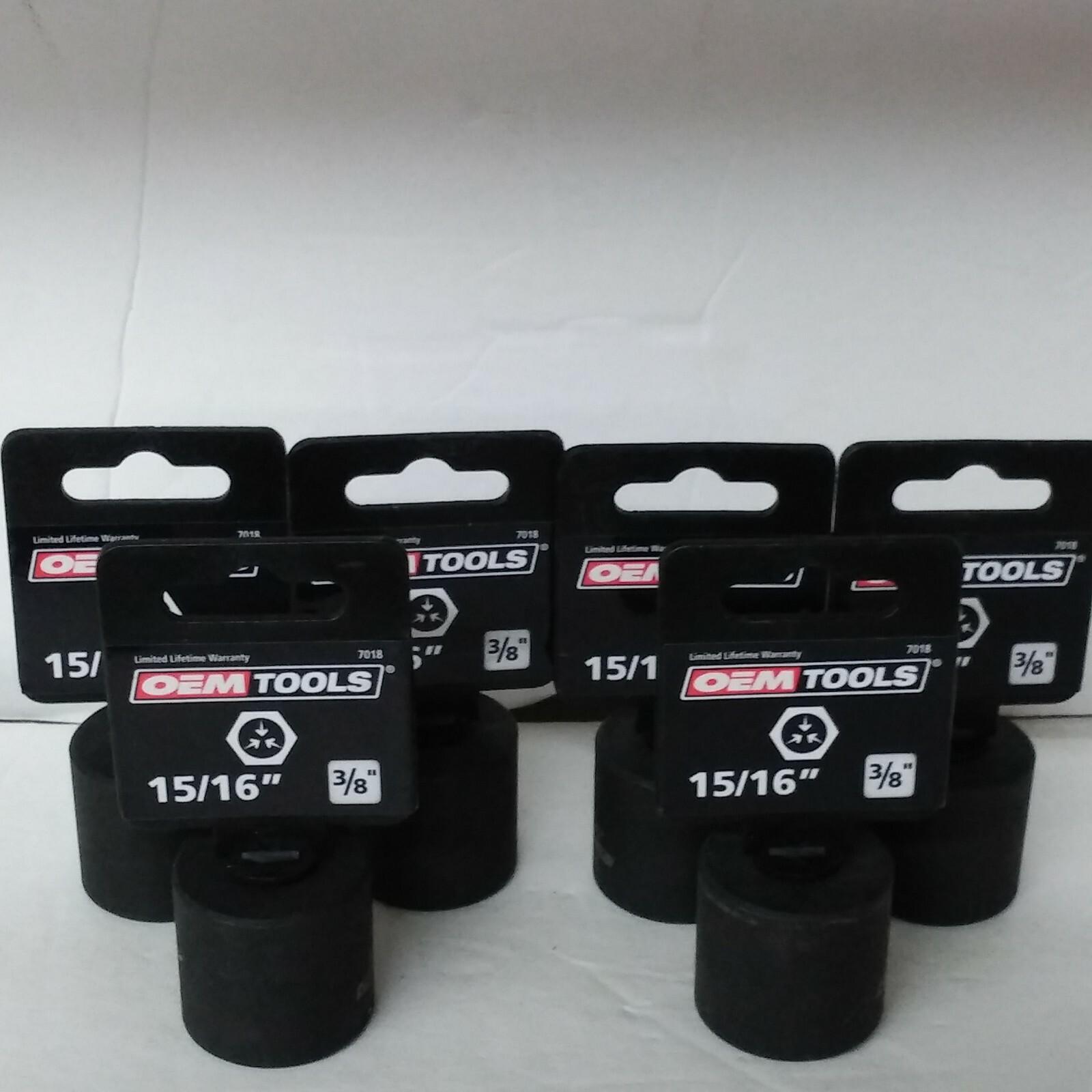 Lot of 6 OEM 15/16" Impact Ready 6 Point Shallow Socket 3/8" Drive