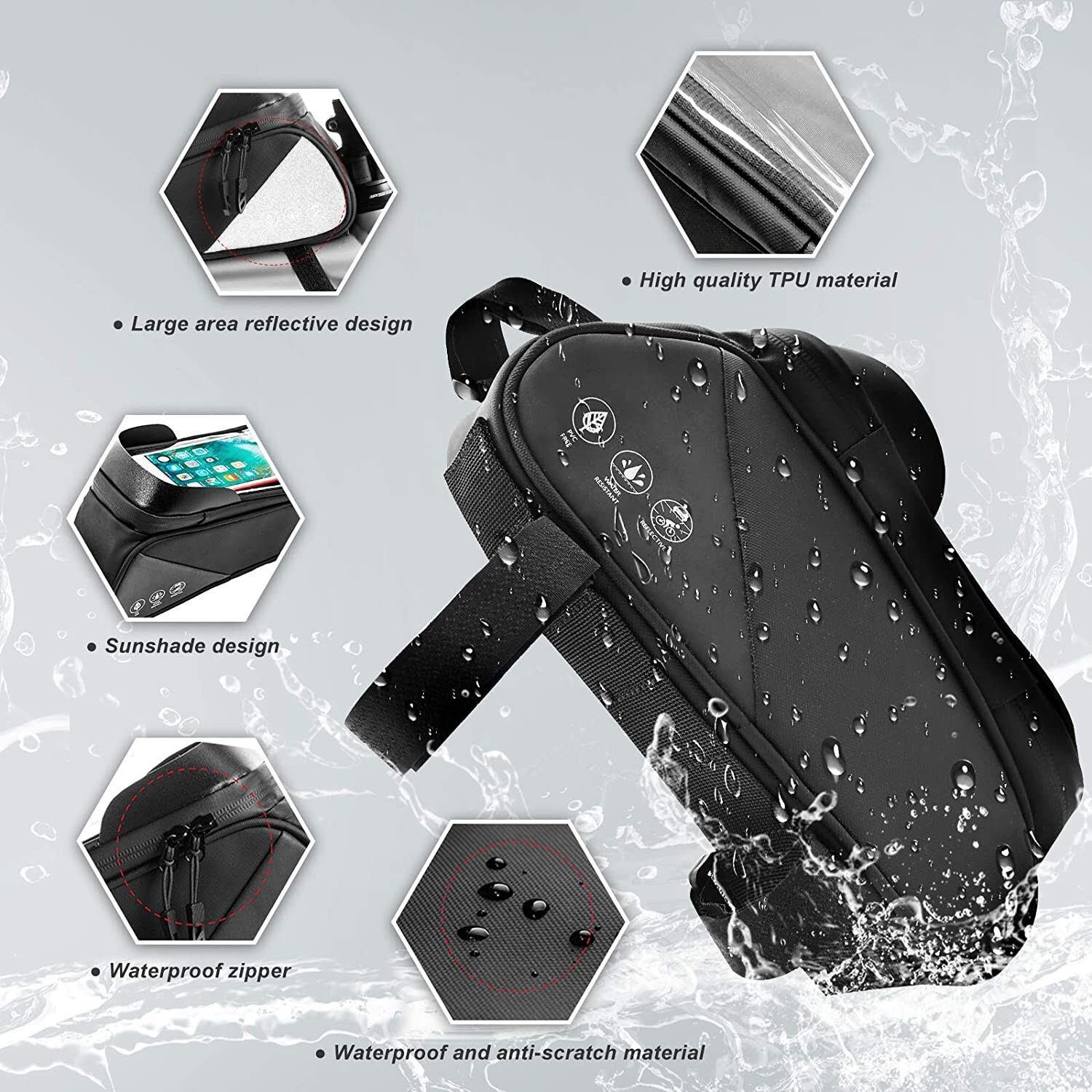 Bicycle Frame Bag- Sentitive Touch Screen-Waterproof-Reflective Bicycle ...