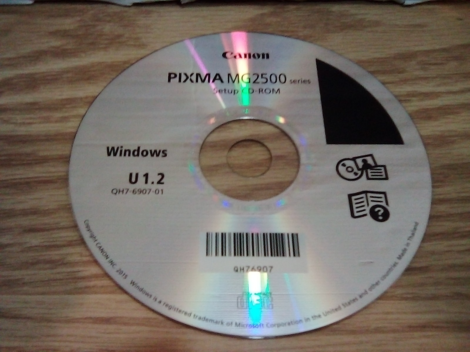 Cannon Pixma MG2500 Series Windows U1.2 QH7-6907-01 Set-Up CD