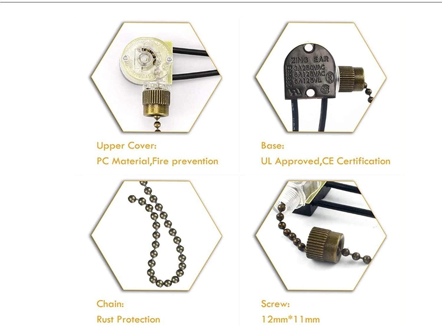 Ceiling Fan Light Switch Zing Ear Pull Chain Switch ZE-109 Fan Light Switch