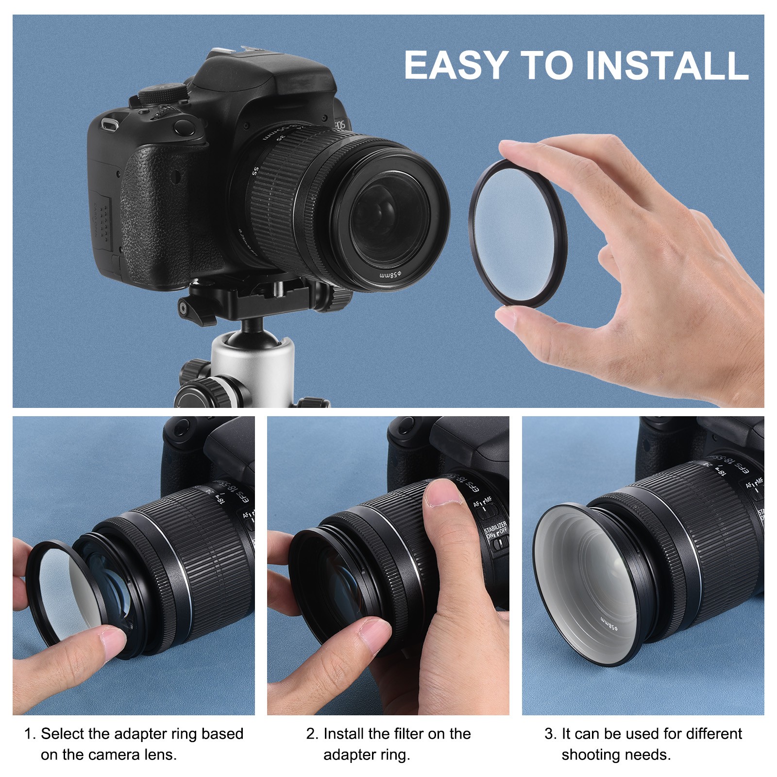13 Pack Metal Step Up Ring Camera Lens Filter Adapter Aluminum Black