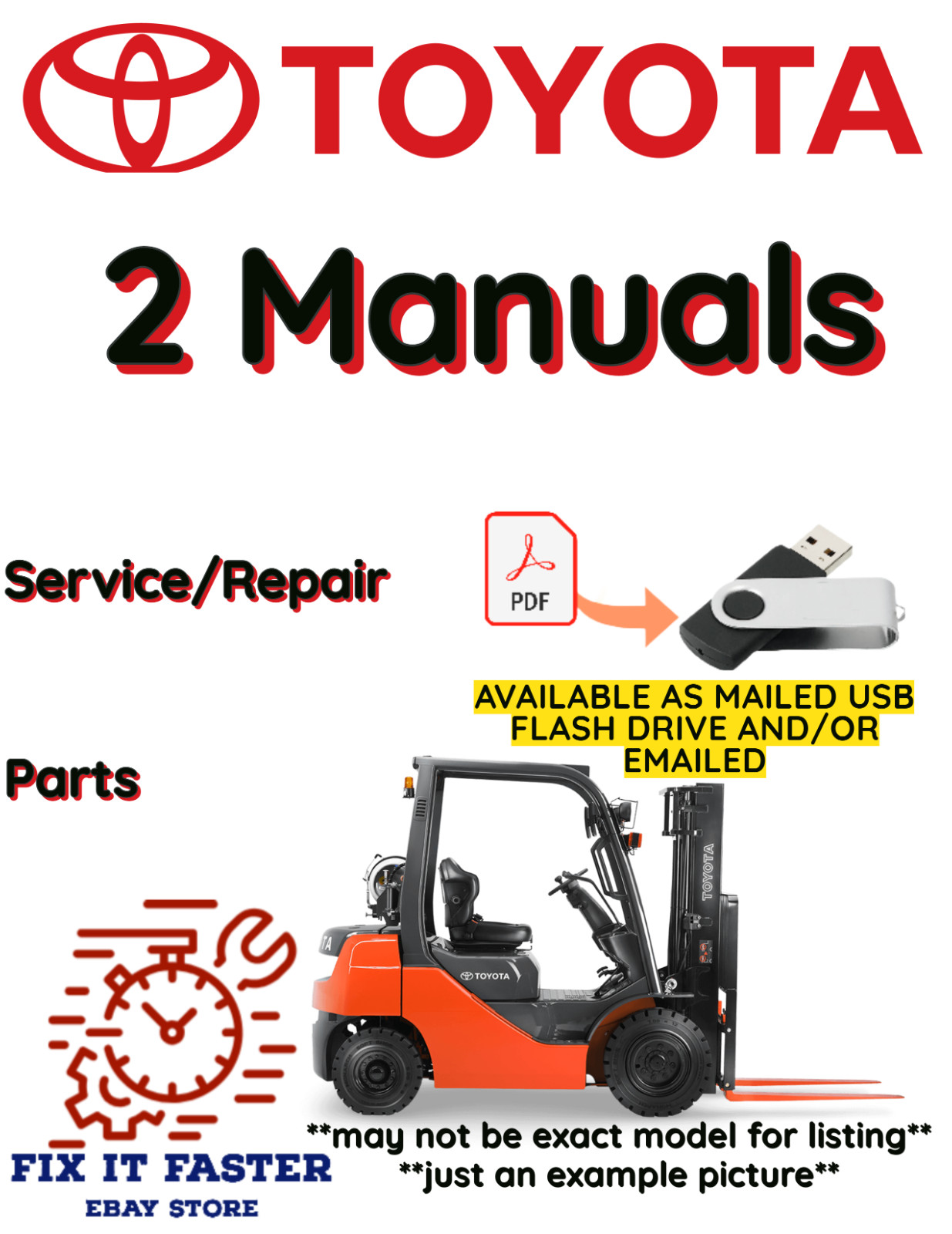 TOYOTA 8FBCU25 FORKLIFT SERVICE REPAIR SHOP PARTS MANUAL PDF USB