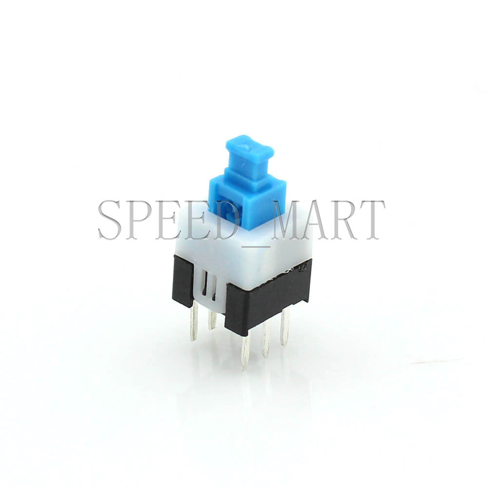 5pcs New Blue Cap Self-locking Type Square Button Switch Control 6 Pins 7*7mm