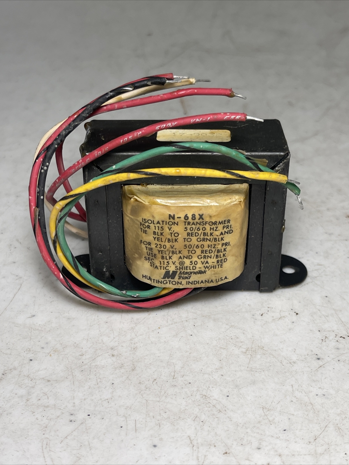 Rare Vintage MagneTek Triad N-68X 17-9032 Isolation Transformer
