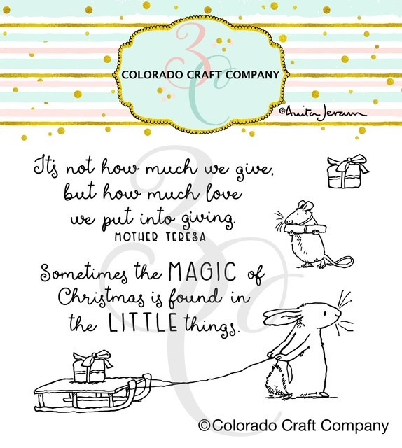 Anita Jeram~Sled Bunny Clear Rubber Stamp Set Colorado Craft Company AJ738