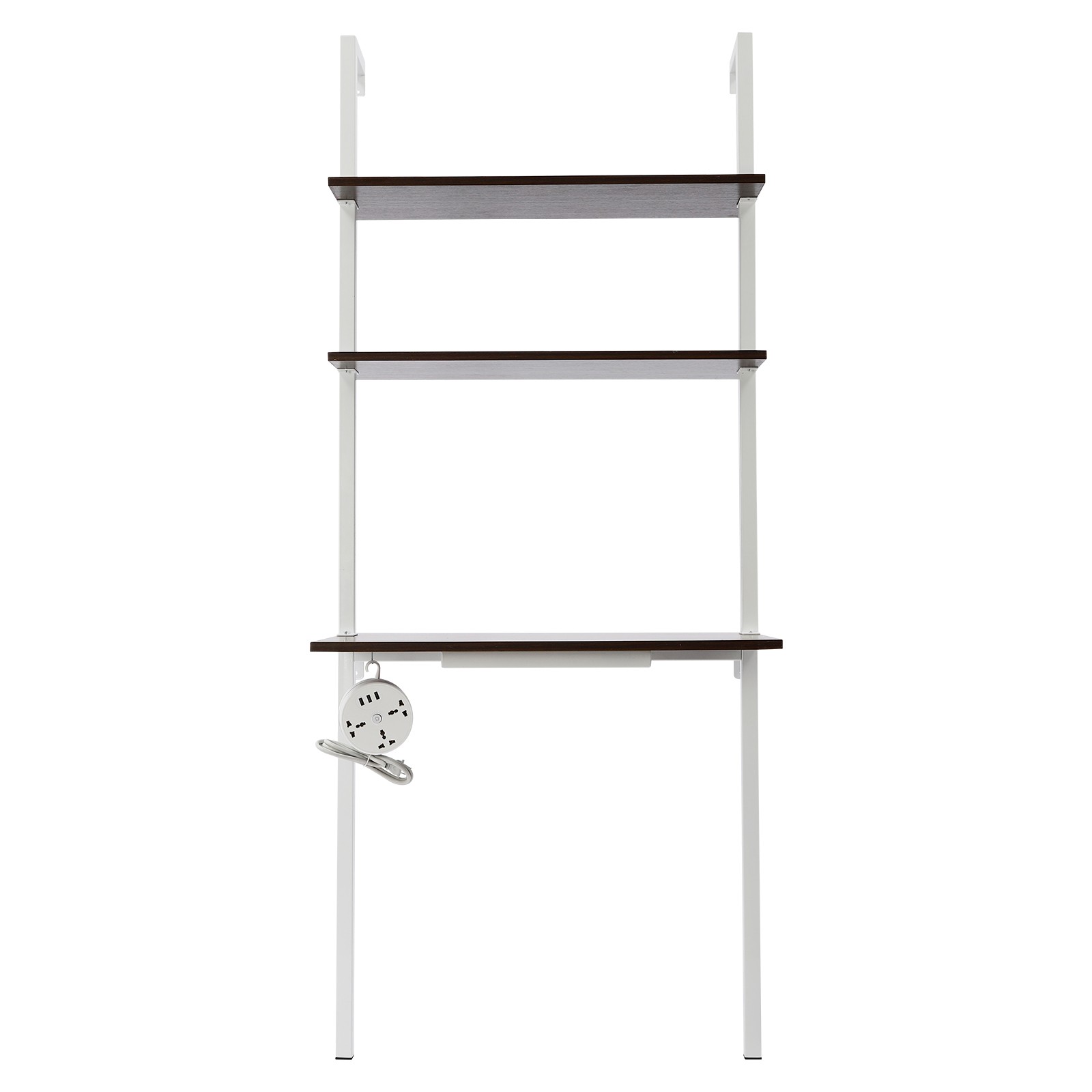 3 Tiers Computer Desk Wall Mounted Storage Shelf 72.5" Work Table W/ Power Strip