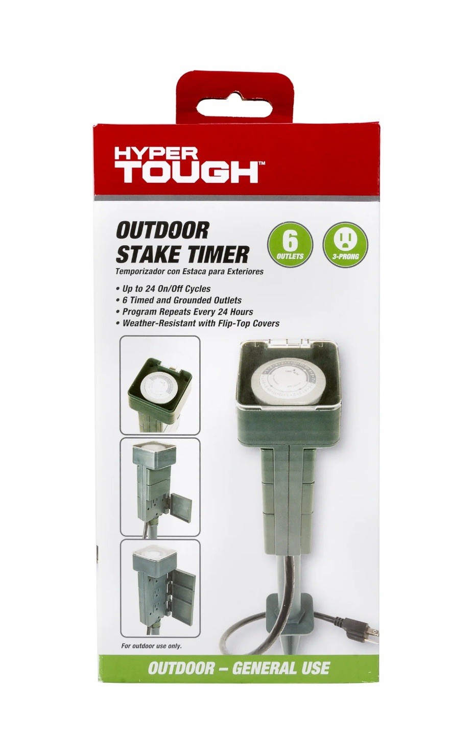 🔥NEW🔥 Hyper Tough Grounded Stake Timer with 6, 3-Prong Outlets, 15 Amp