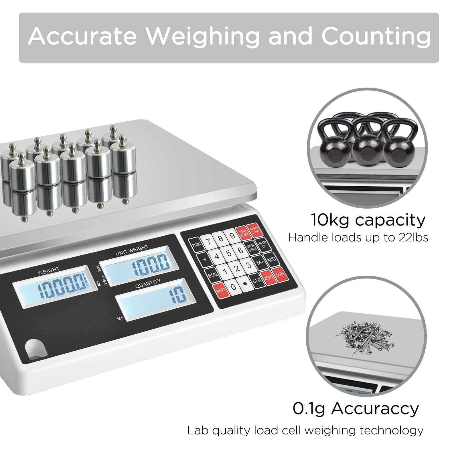 Digital Counting Scale 10kg 0.1g RS232 Inventory Computer Serial Connection