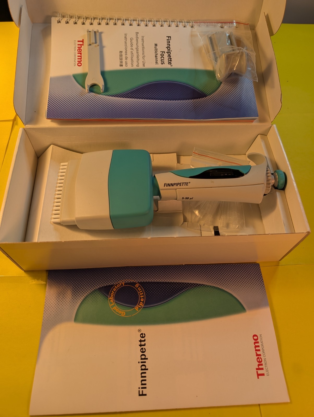 New 16 Channel Thermo Finnpipette Multichannel 5-50ul Includes hanger, manual