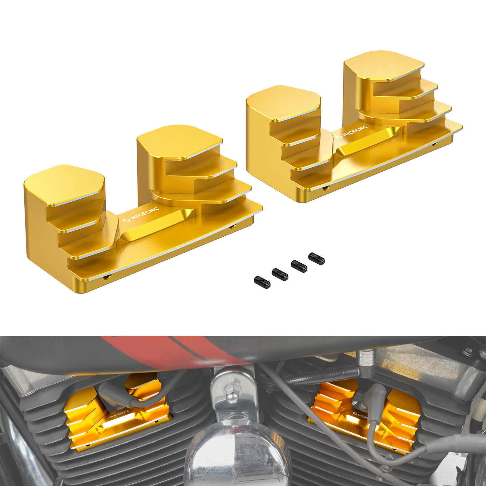 Aluminium Spark Plug Head Bolt Covers For Harley Dyna Fat Bob FXDF 2008-2017
