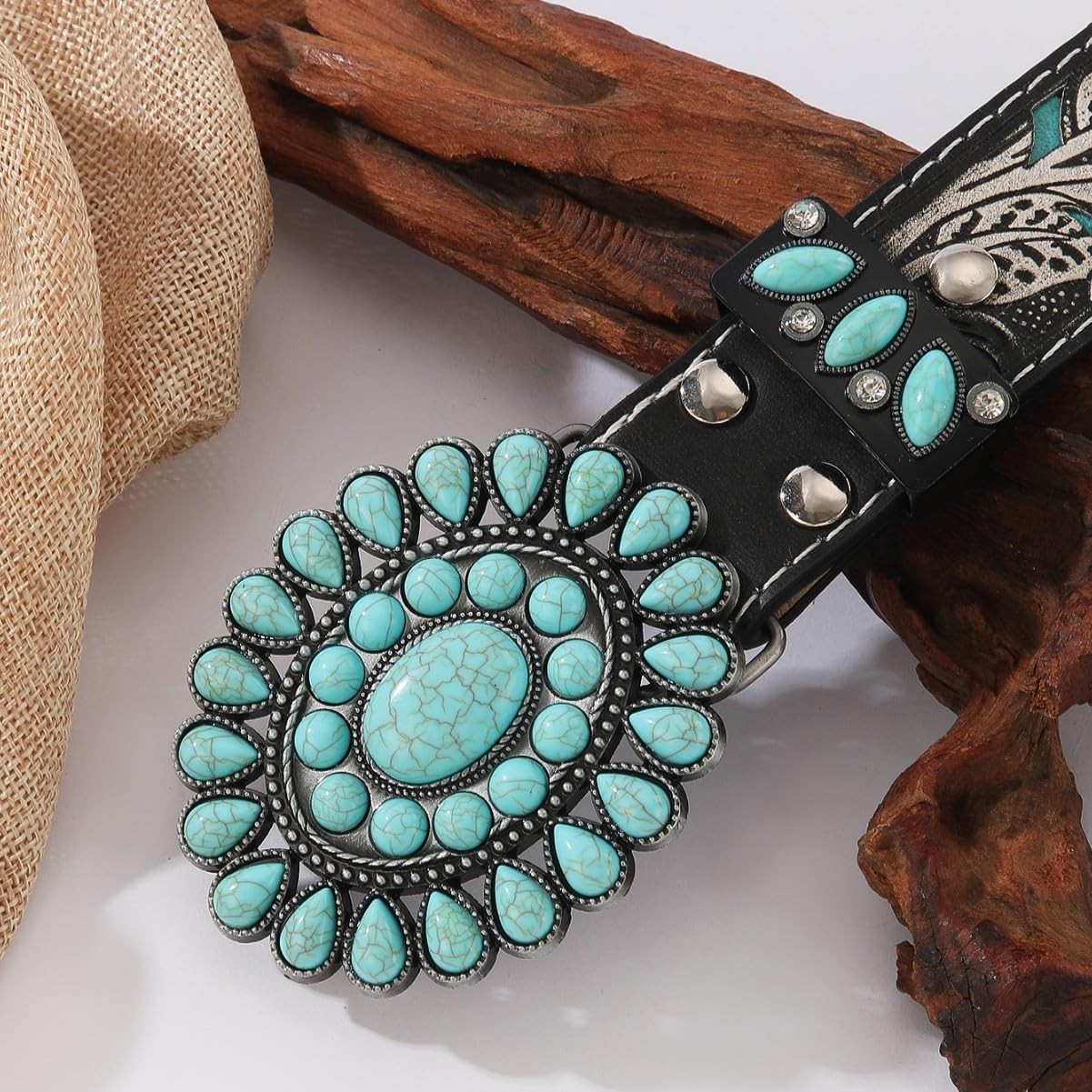 Wojgzon Turquoise Buckles for Women Men Western 3.58 x 2.83in, #1