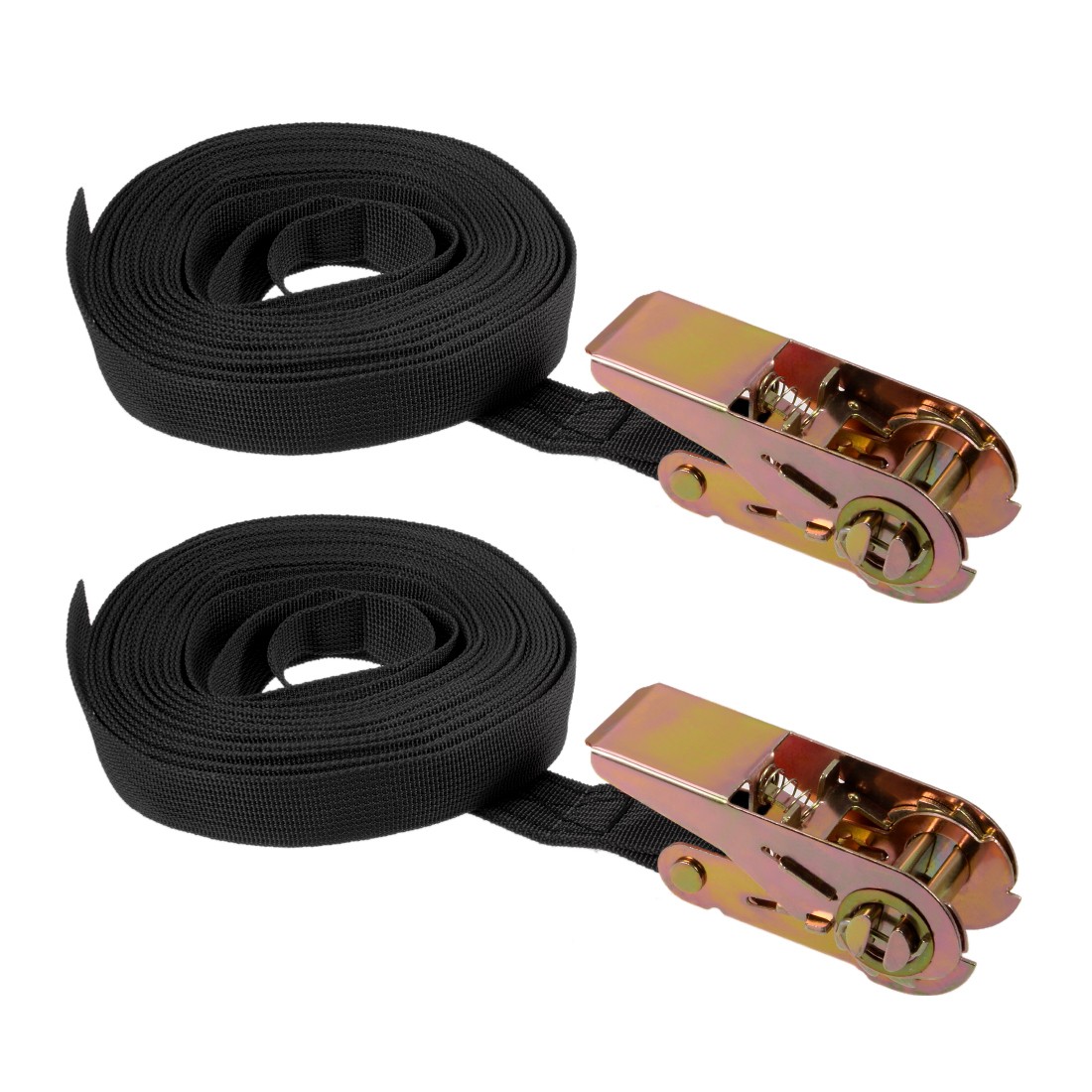 2Pcs 7Mx25mm Ratchet Tie Down Strap Cargo Lashing Straps 250Kg Work Load Black