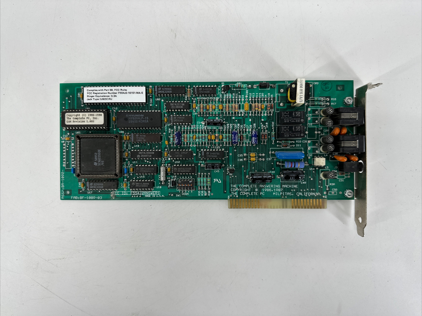 The Complete Answering Machine Phone Card BA-1092-12A BF-1089-03 F554J2ANSWER1