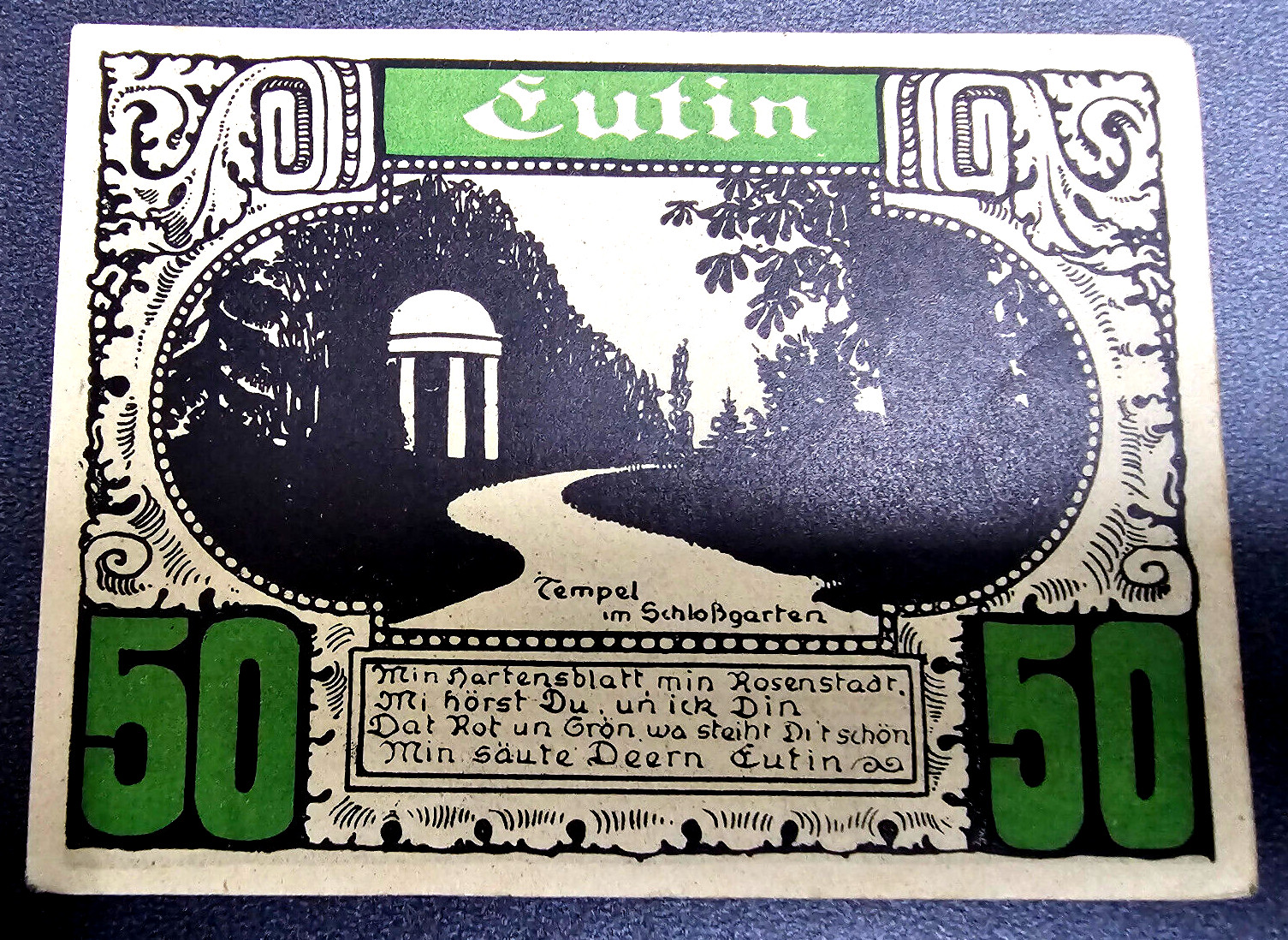 PLÖN NOTGELD 50 PFENNIG 1921 EMERGENCY MONEY GERMANY BANKNOTE (32849)