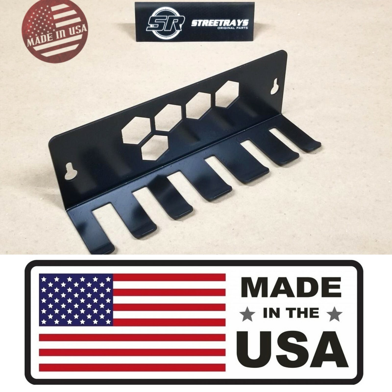 [SR] Heavy Duty Steel Pry bar Holder Storage Rack for 6 Slot Prybar (10" Long)